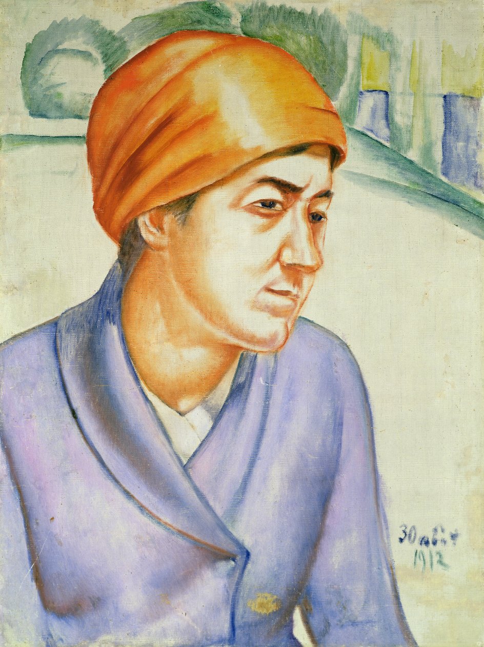 Portret robotnicy, 1912 autorstwa Kuzma Sergeevich Petrov Vodkin