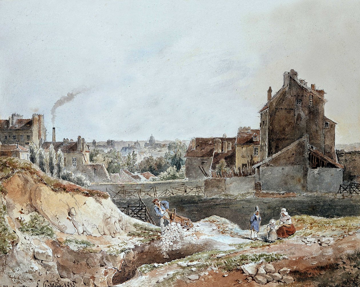 Montmartre w 1833 przez Goblain (kamieniołomy) autorstwa L. Goblain