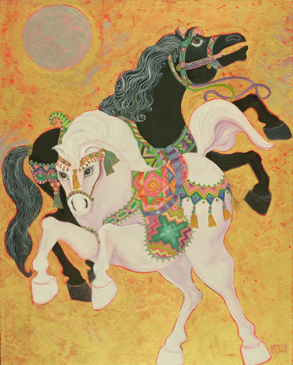 Antar i Abla, 1989 (akryl na płótnie) autorstwa Laila Shawa