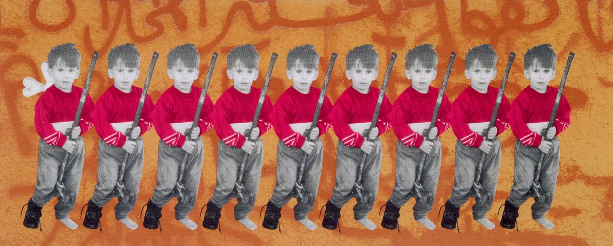 Dzieci wojny, dzieci pokoju, 1996 (sitodruk na płótnie) (patrz także 279271) autorstwa Laila Shawa