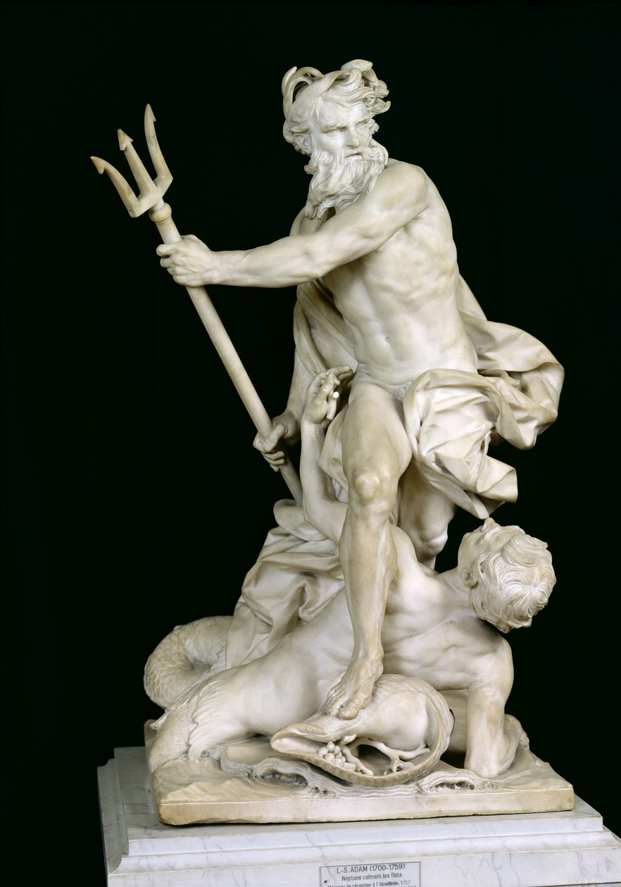 Neptun uspokajający fale, 1757 (marmur) autorstwa Lambert Sigisbert Adam