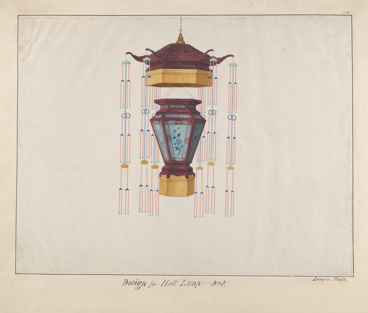 Projekt lampy do przedpokoju, ca. 1800-1810. autorstwa Lamqua