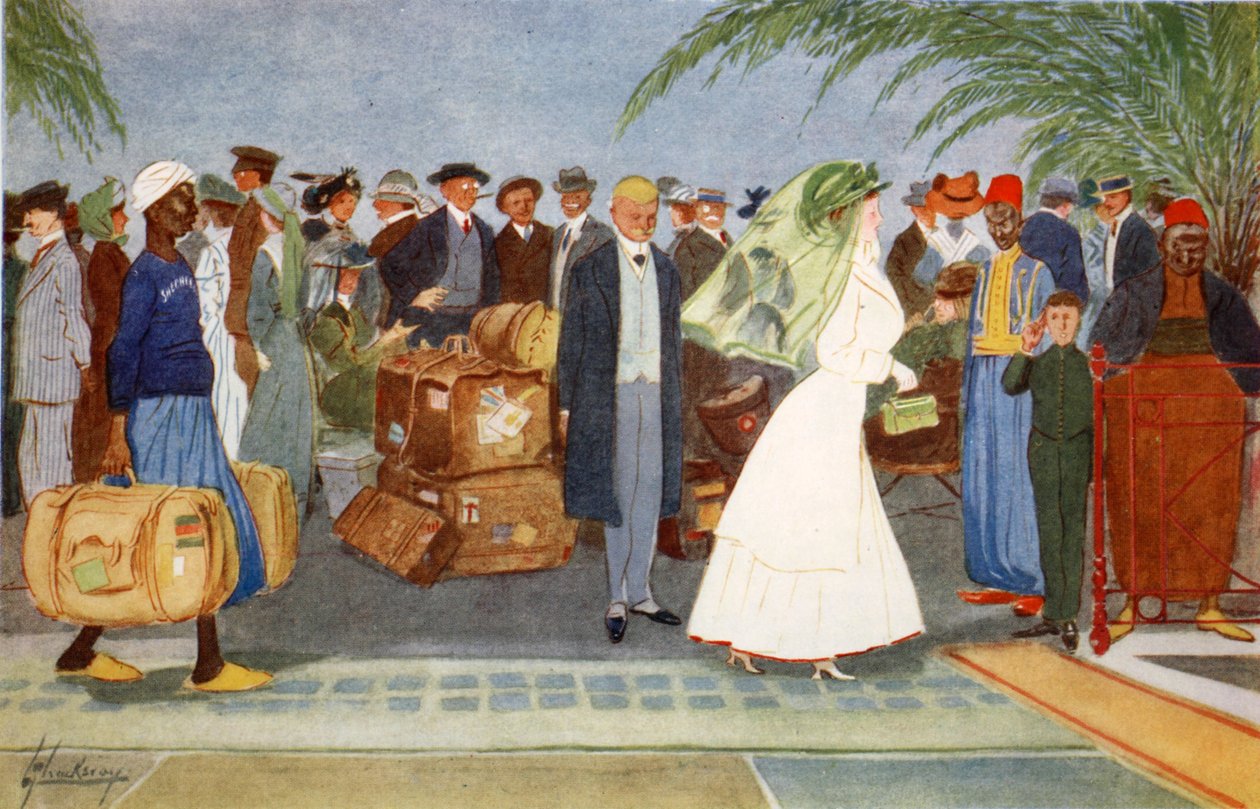 Globe Trotters, z „Jasnej strony Egiptu”, 1908 autorstwa Lance Thackeray