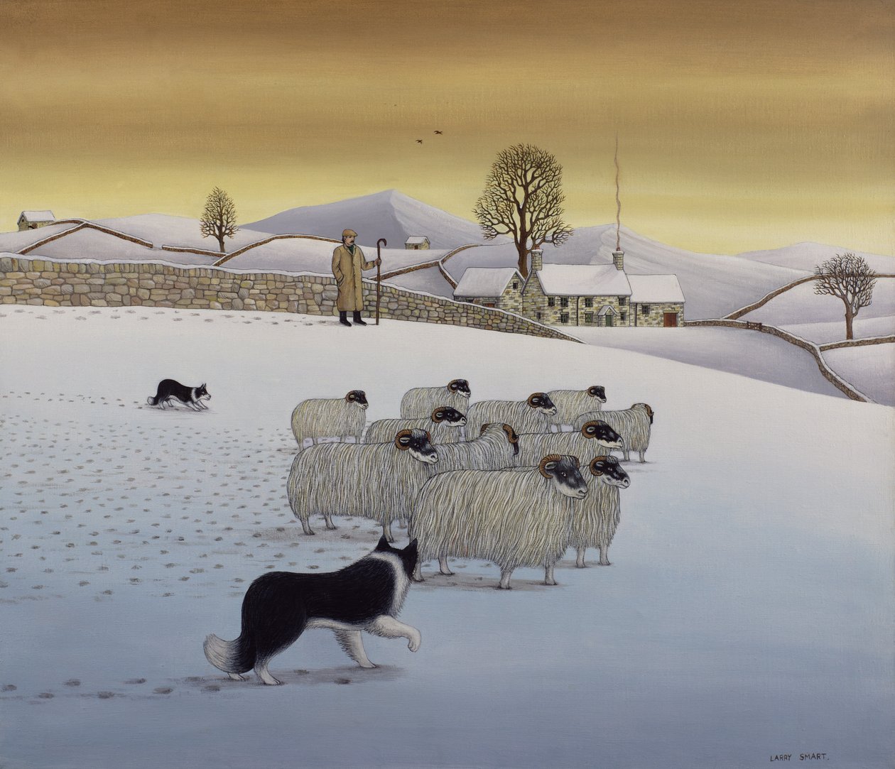 The Fells in Winter, 1984 (akryl na płótnie) autorstwa Larry Smart
