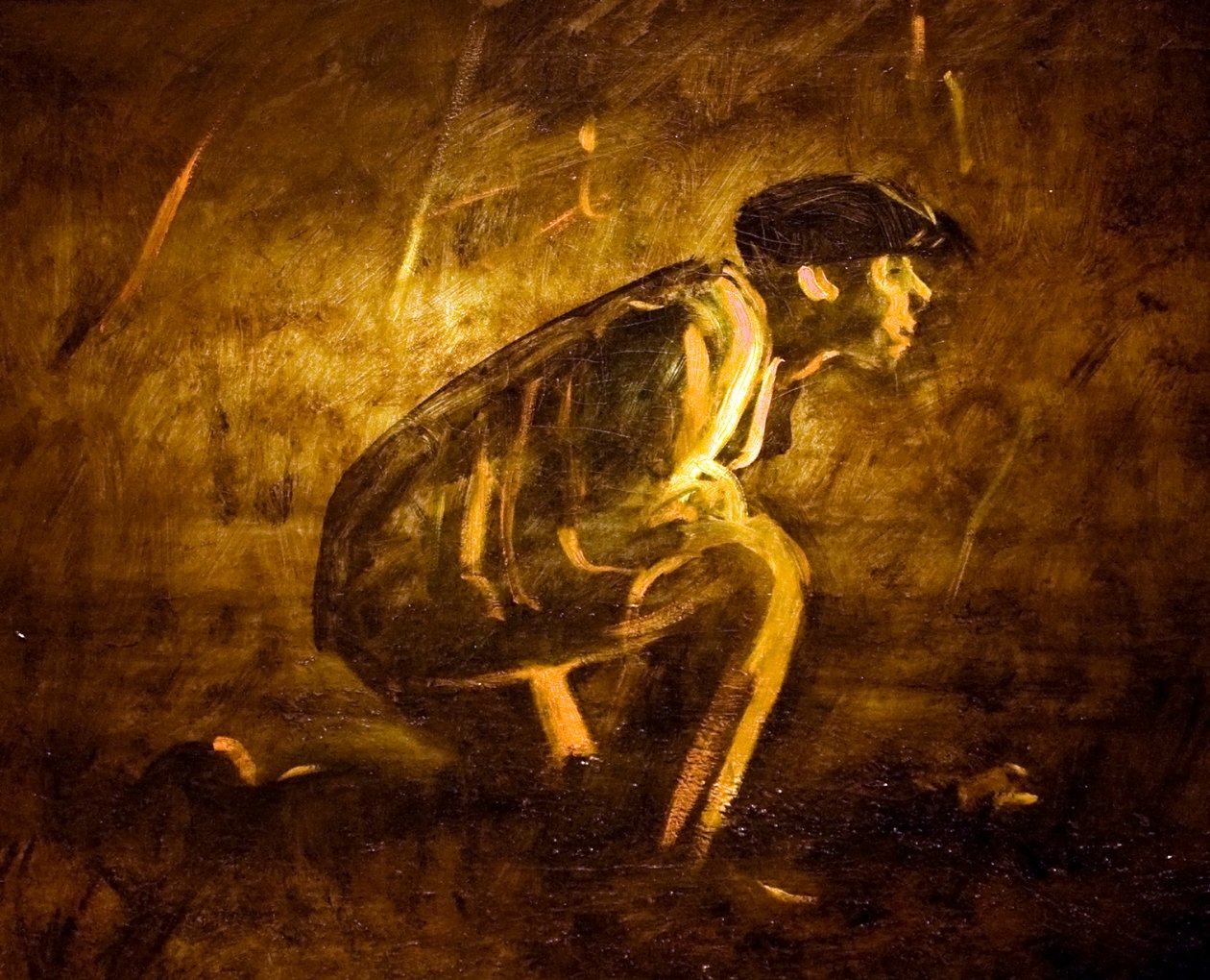 Lurking by the fireAngielski: Lurking by the Firen autorstwa Laszlo Mednyanszky