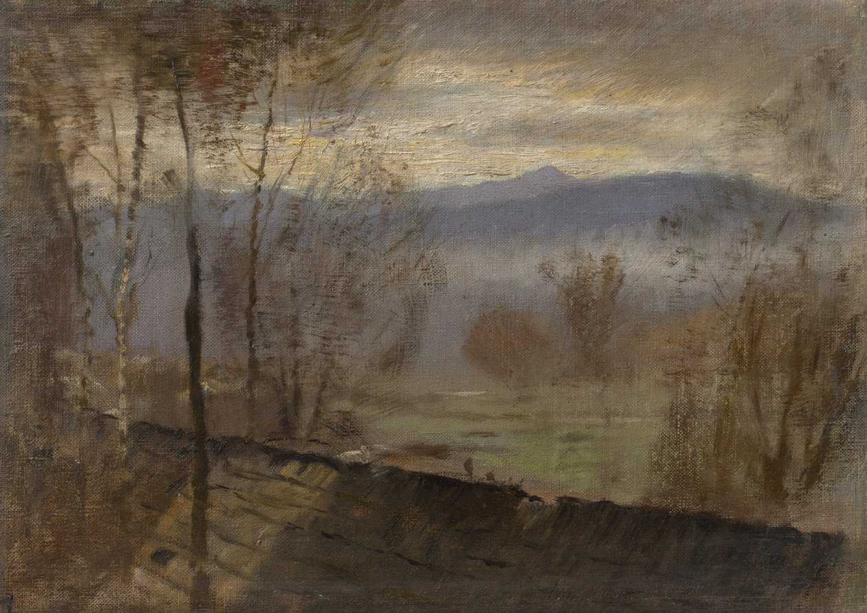 Wieczorny pejzaż z rzeką, ok. godz. 1880. autorstwa Laszlo Mednyanszky