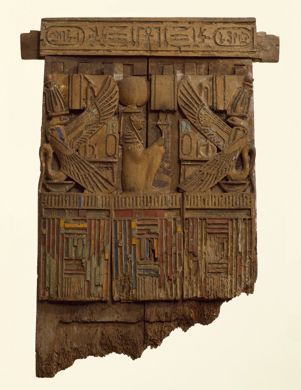 Panel, prawdopodobnie z tyłu krzesła, z Abusir (drewno i szkło) autorstwa Late Period Egyptian