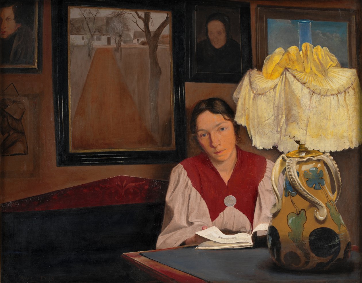 Żona artysty przy świetle lampy, 1898. autorstwa Laurits Andersen Ring