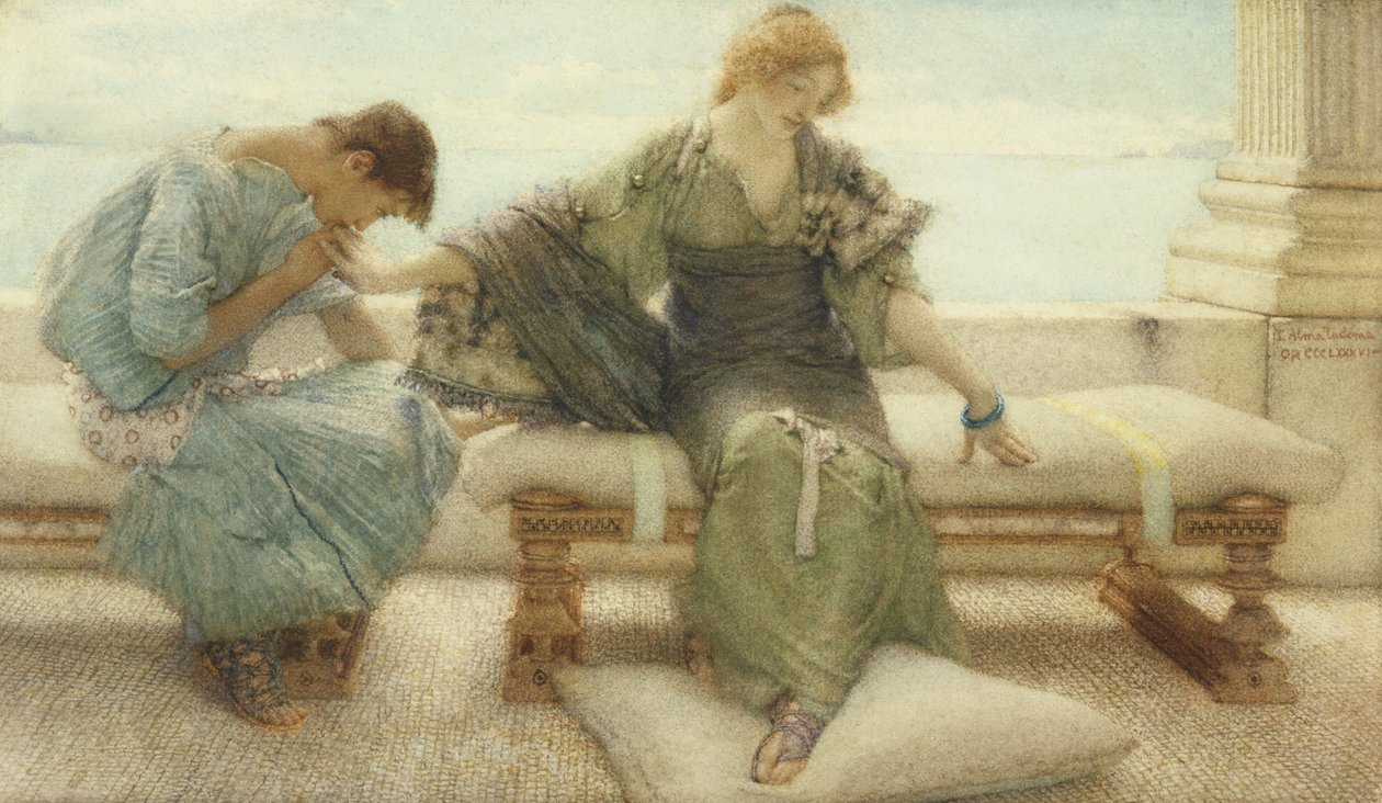 Nie pytaj mnie więcej... bo za jednym dotknięciem poddaję się, 1886 autorstwa Lawrence Alma Tadema