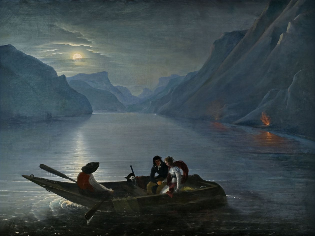 Julie i Saint-Preux nad Jeziorem Genewskim, 1824. autorstwa Le Prince