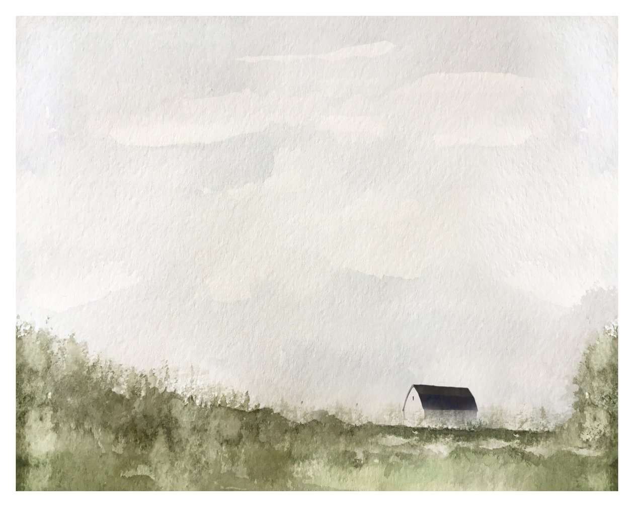 Biała stodoła, ok. 2019 (mixed media) autorstwa Leah Straatsma