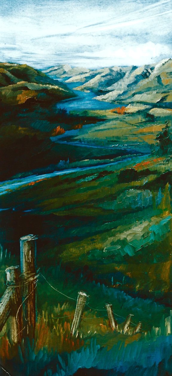 Akaroa NZ, 1997 (olej na papierze) autorstwa Lee Campbell