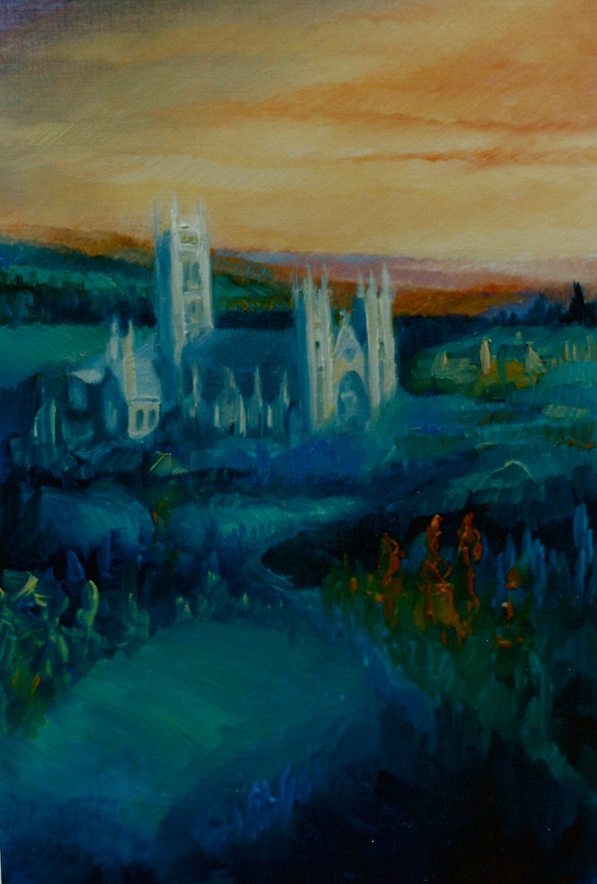 Katedra w Canterbury, 2000 (olej na papierze) autorstwa Lee Campbell