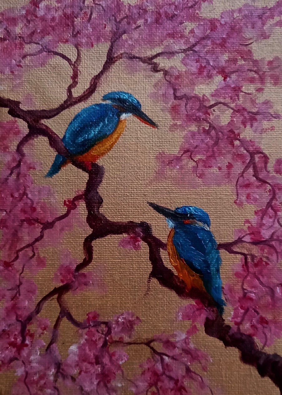 Blossom Birds, 2024 (olej na płótnie) autorstwa Lee Campbell