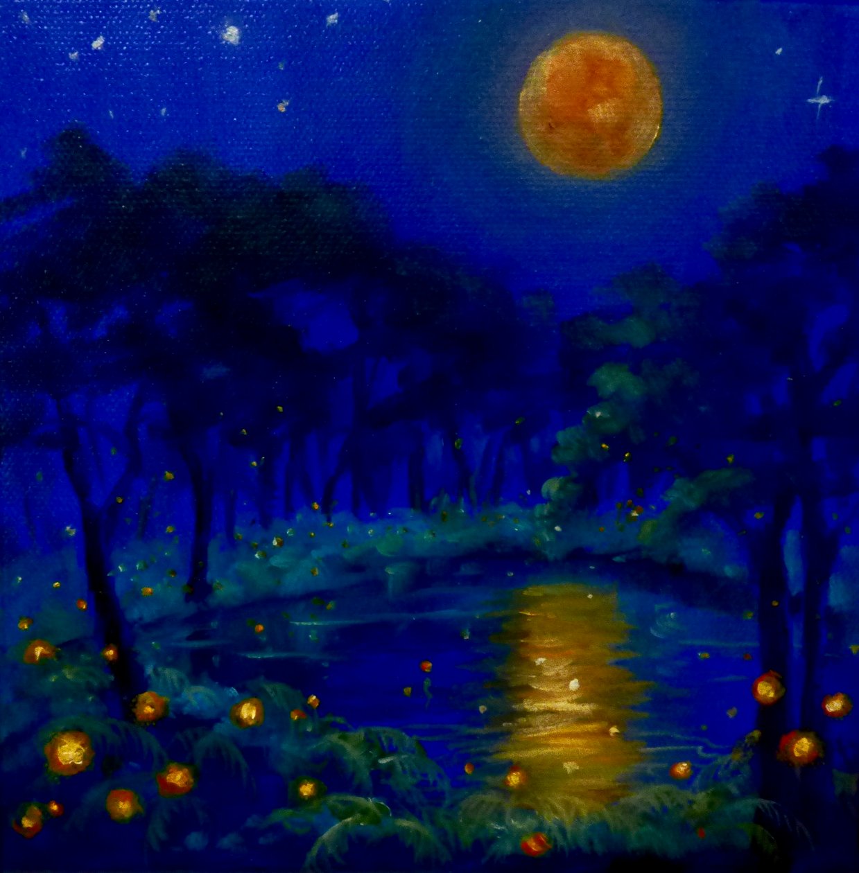 Nightlights, 2020, (olej na płótnie) autorstwa Lee Campbell