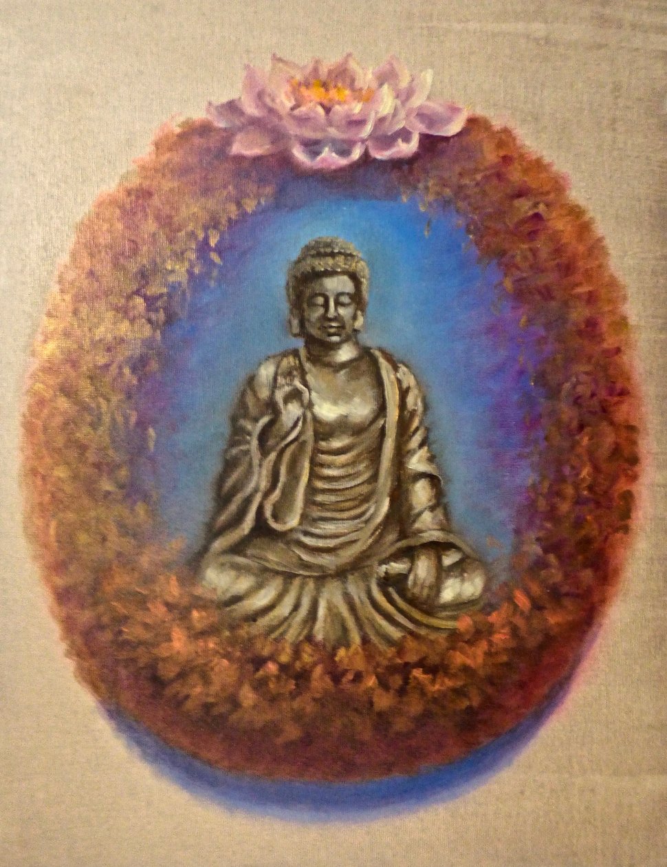 Pokój - Budda, 2024 (olej na płótnie) autorstwa Lee Campbell