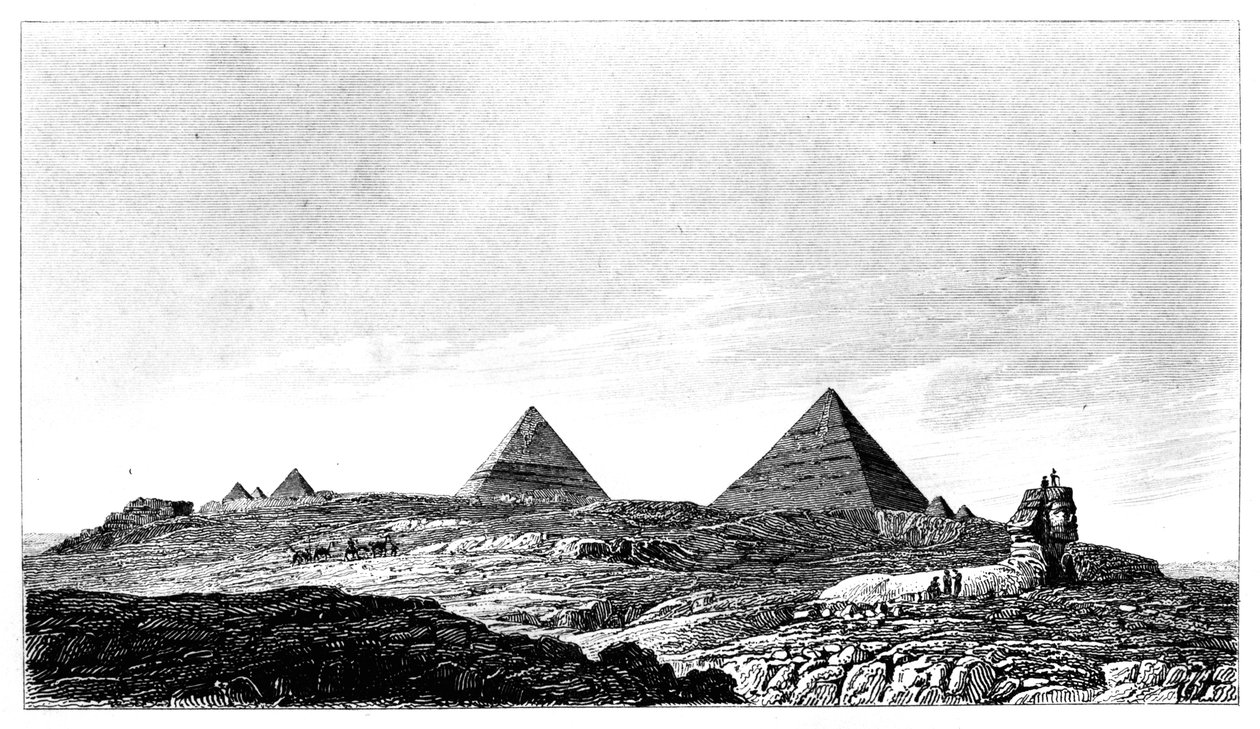 Piramidy i Sfinks, Giza, Egipt, XIX w. autorstwa Lemaitre