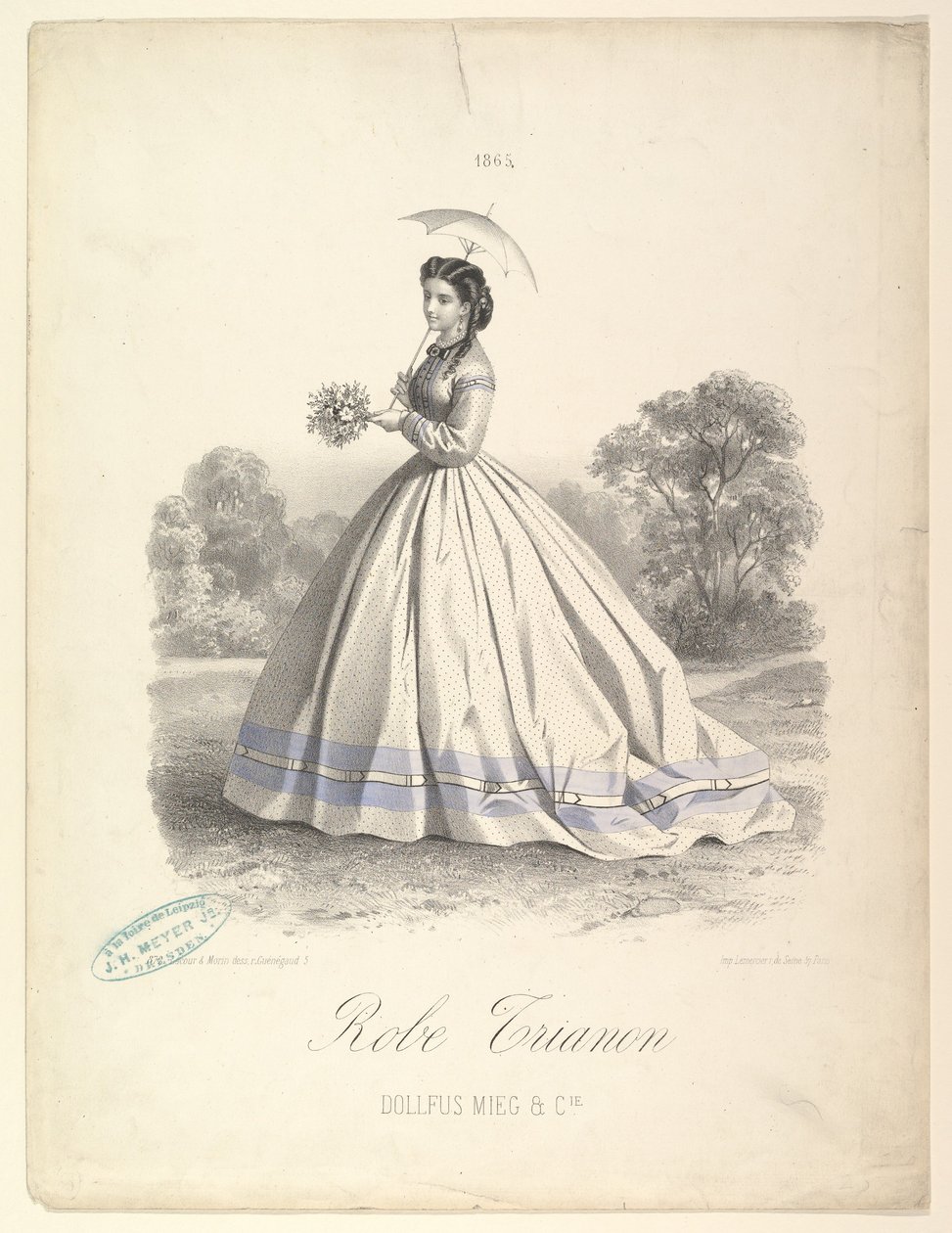 Szata Trianon, Dollfus Mieg & Cie, 1865. autorstwa Lemercier et Compagnie