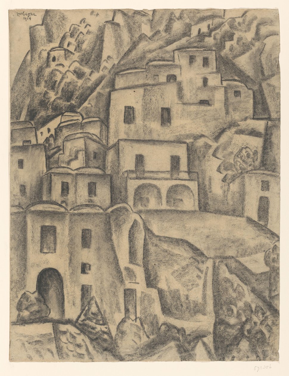 Domy na zboczach gór autorstwa Leo Gestel (signed by artist)