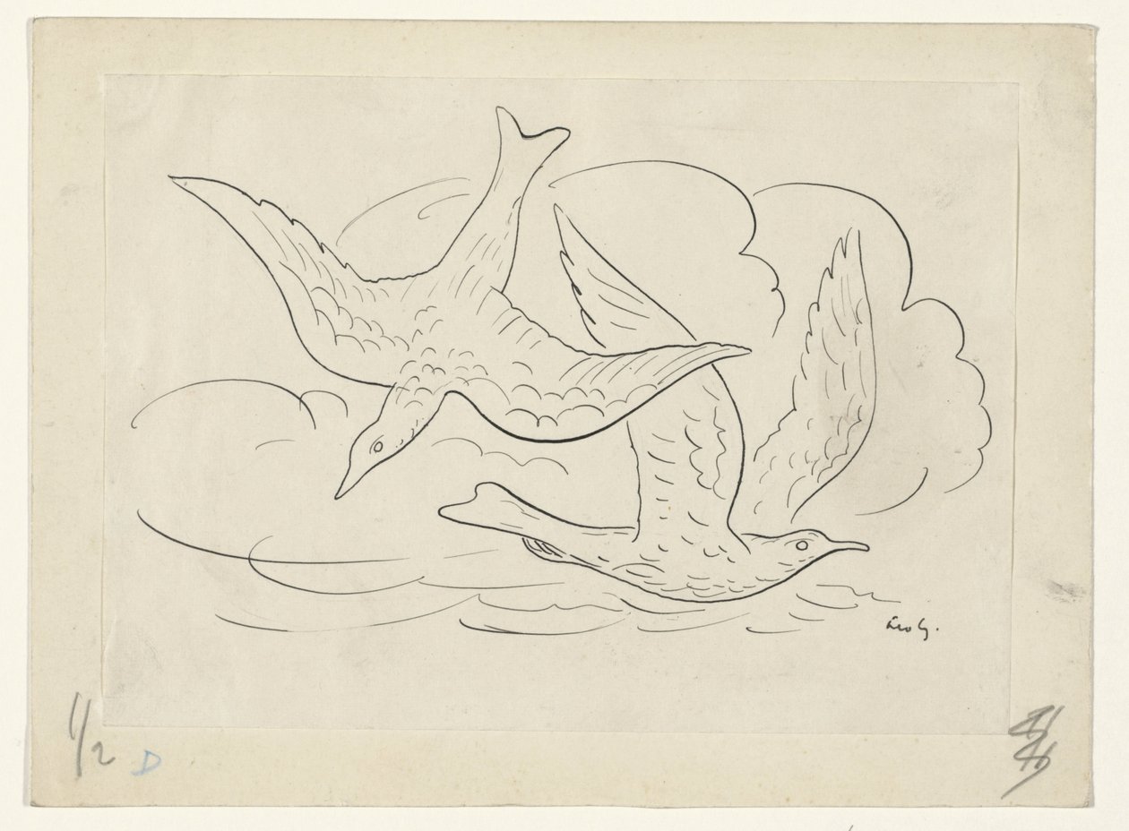 dwa ptaki autorstwa Leo Gestel (signed by artist)