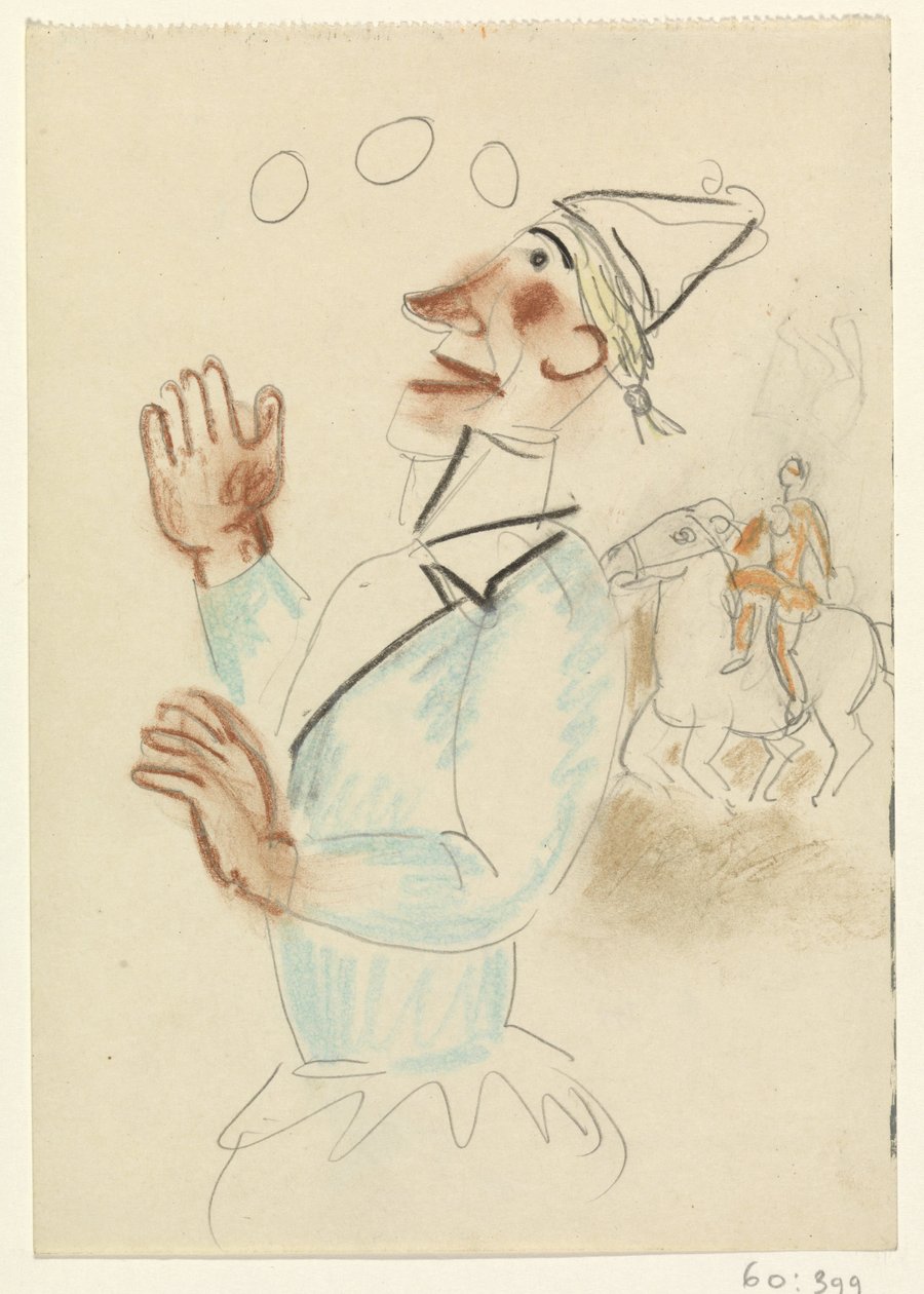 Klaun i jeździec na koniu autorstwa Leo Gestel