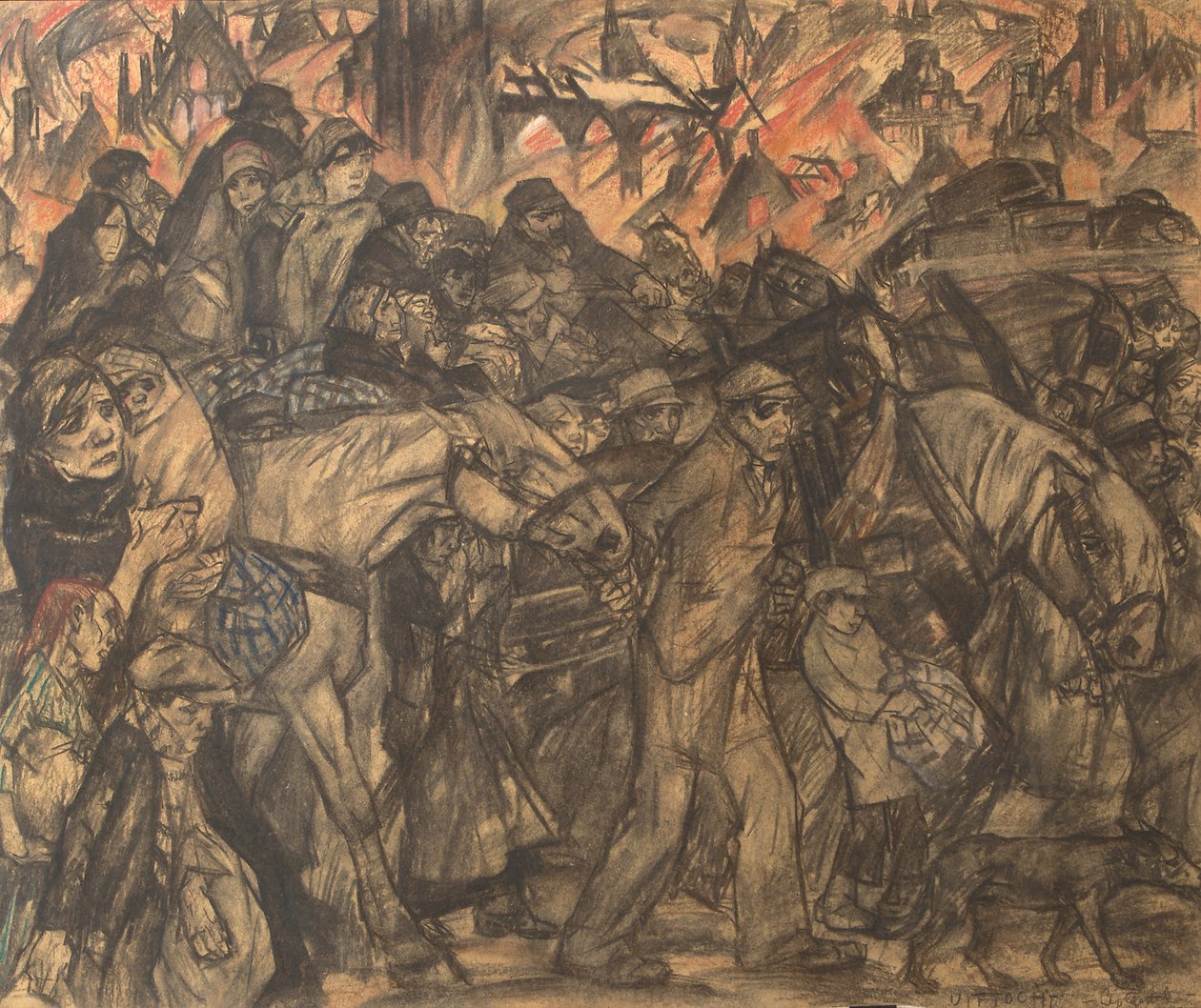 Exodus (kreda i pastel na papierze) autorstwa Leo Gestel