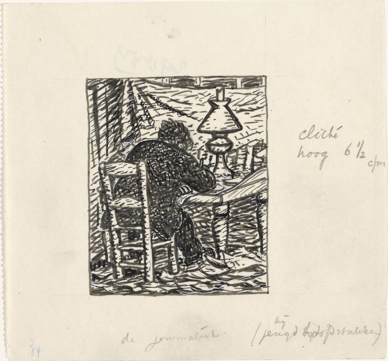 Mężczyzna pisze przy stole autorstwa Leo Gestel
