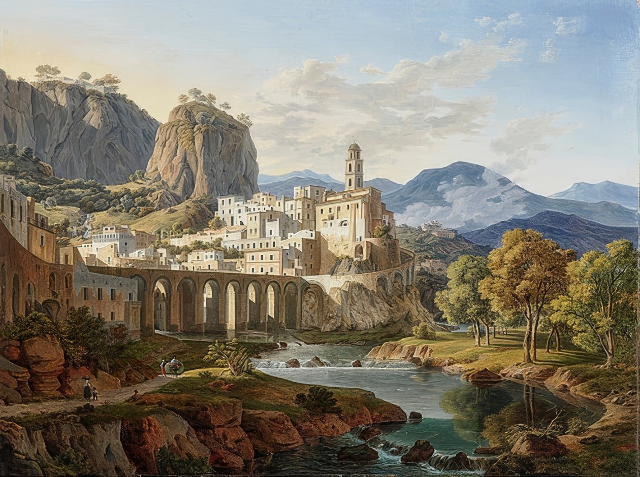 Widok na Atrani w pobliżu Amalfi. 1834 autorstwa Leo von Klenze