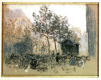 Les Halles, 1893 (pastel na karcie) autorstwa Leon Augustin Lhermitte