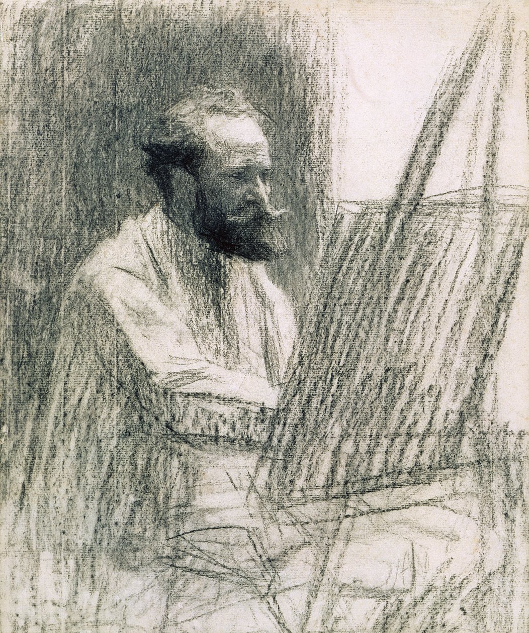 Portret Edouarda Maneta (1832-83) w jego sztalugach autorstwa Leon Augustin Lhermitte