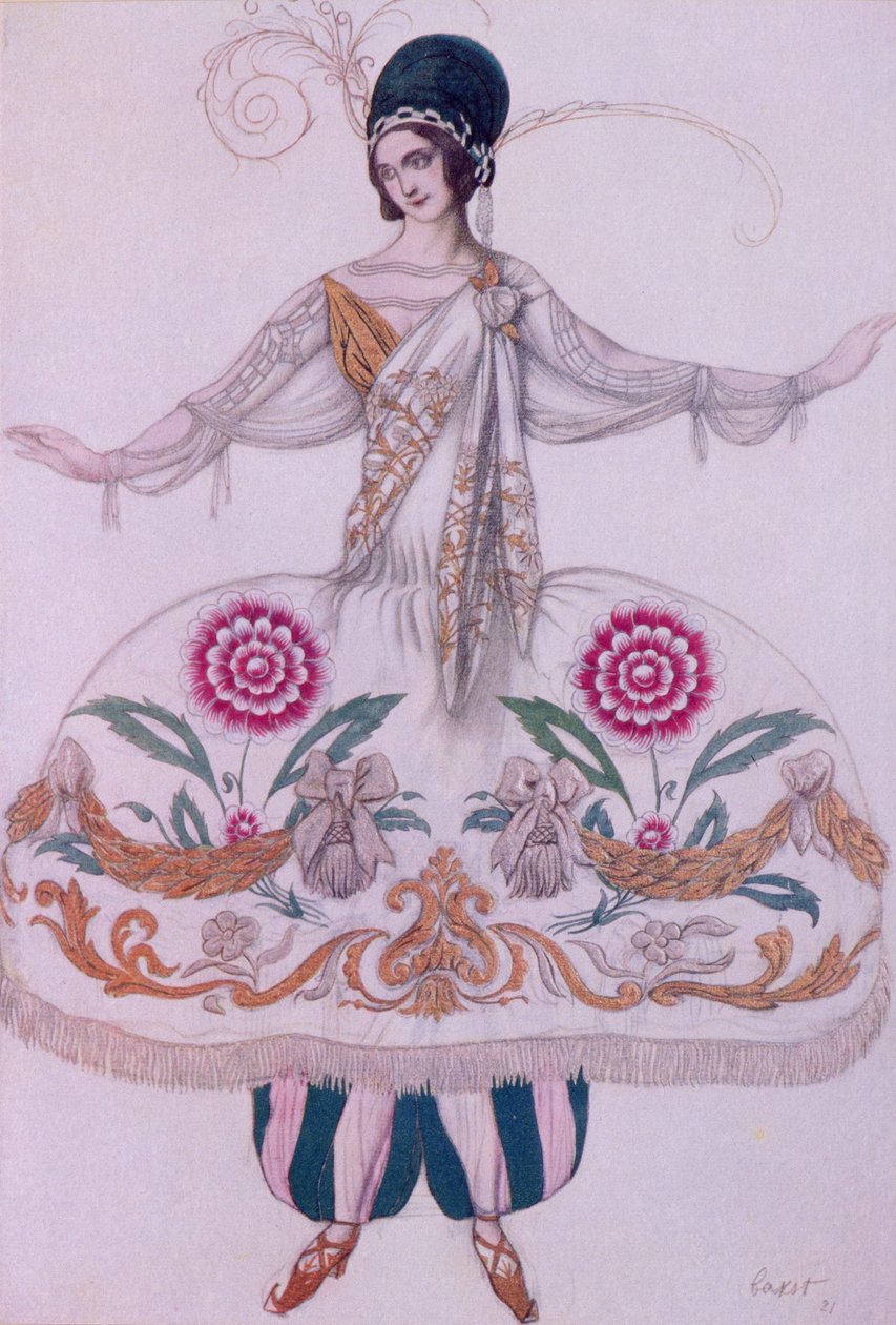 Projekt kostiumu dla Szeherezady, ze Śpiącej królewny, 1921 autorstwa Leon Bakst