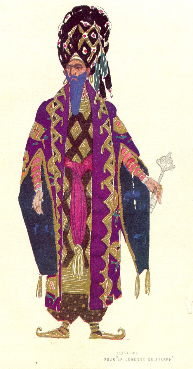 Projekt kostiumu dla postaci z „Legendy o Józefie”, 1914 (wc i złoto na papierze) autorstwa Leon Bakst