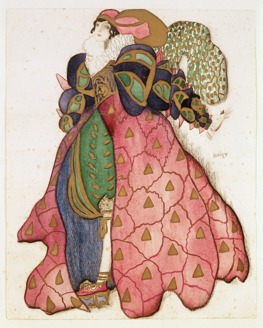 Projekt kostiumu dla baletu „La Legende de Joseph”, 1914 (węgiel i gwasz na papierze) autorstwa Leon Bakst
