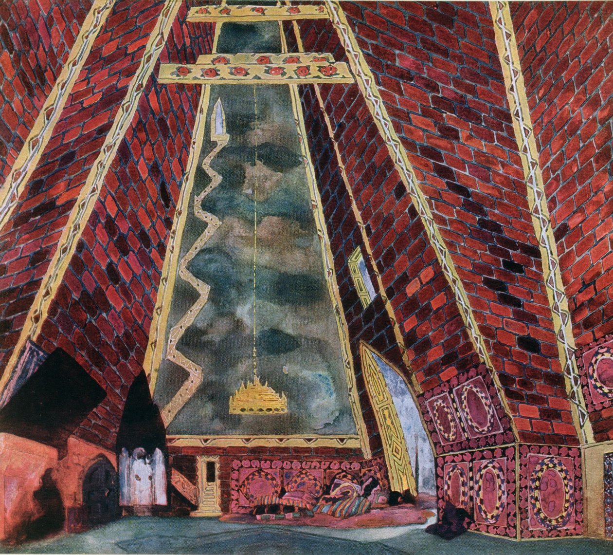 Projekt scenografii dla Thamar, 1912 autorstwa Leon Bakst