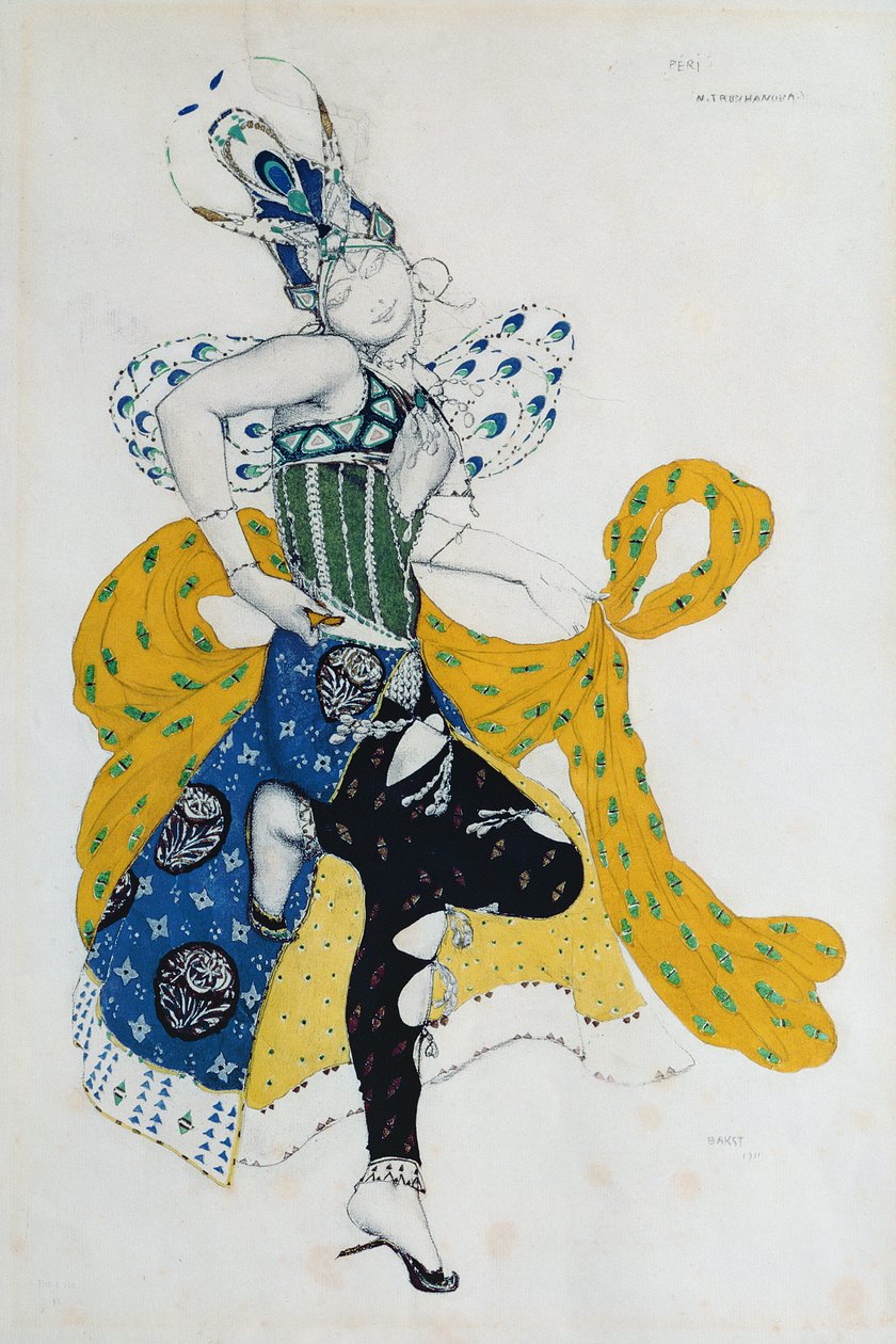 Eskizas baletui „La Peri“, Paulius Dukas (1865-1935), 1911 (pieštukas ir guašas ant popieriaus)poli autorstwa Leon Bakst