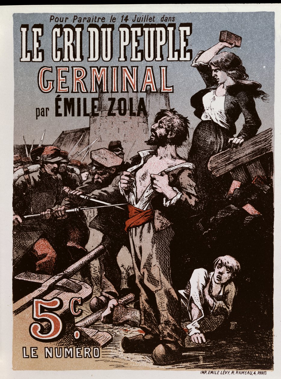 Plakat reklamujący publikację „Germinala” Emila Zoli (1840-1902) w „Le Cri du Peuple” autorstwa Leon Choubrac