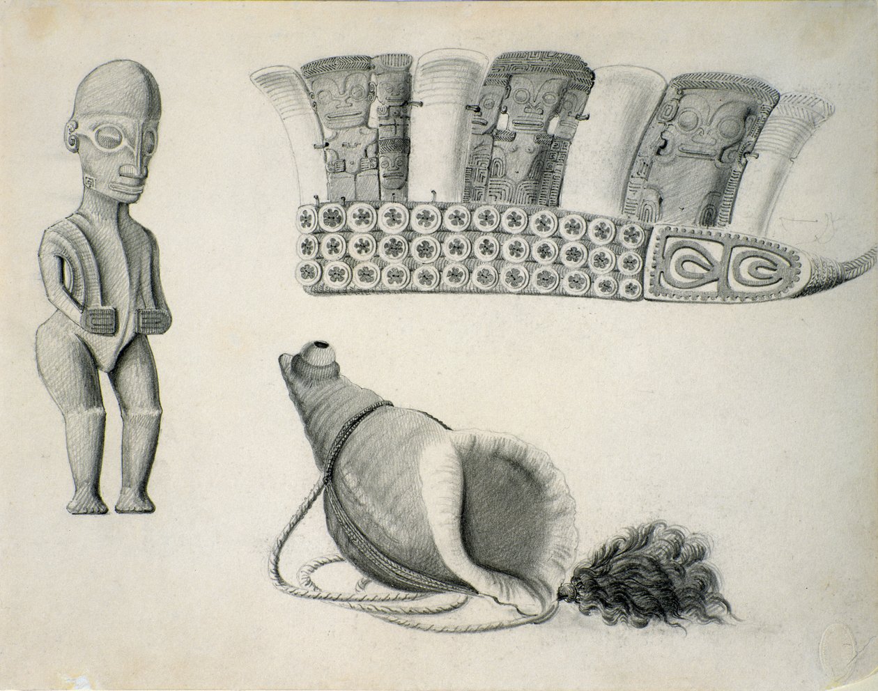 Artefakty z Wysp Markizów, ok. 1844 r. autorstwa Leon Duchamp