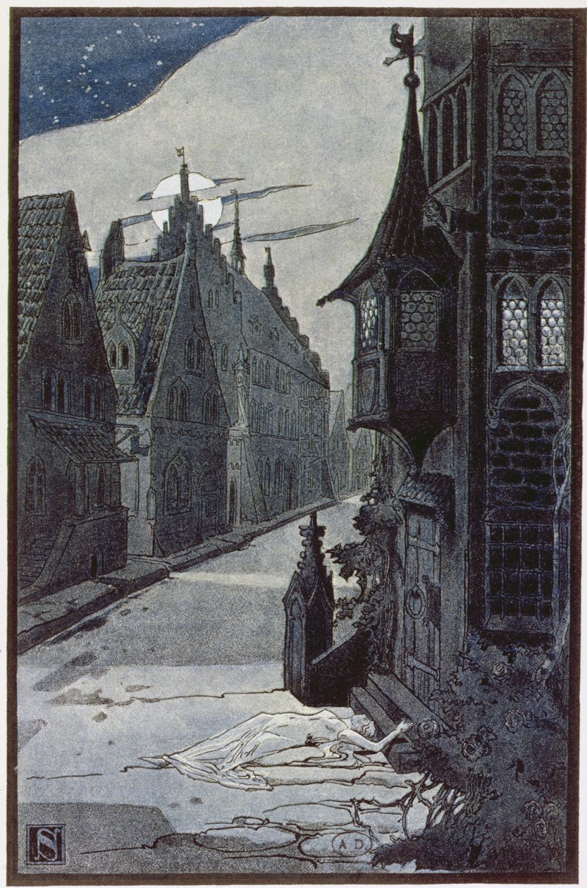 Plaga Guebwillera w 1348, z The Legends of Alsace autorstwa Georgesa Spetza, 1905 autorstwa Leon Schnug
