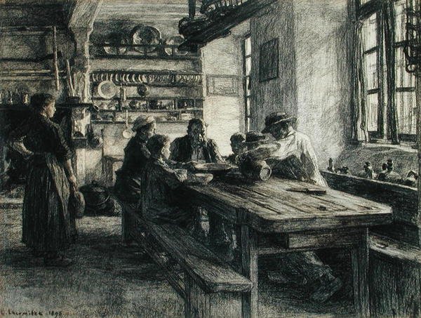 Postacie we wnętrzu kuchni autorstwa Leon Augustin Lhermitte