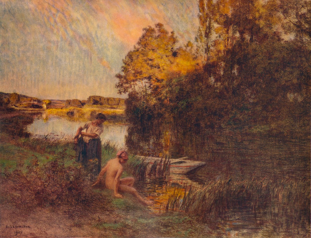 Kąpiący się, 1907, 1938 autorstwa Leon Augustin Lhermitte
