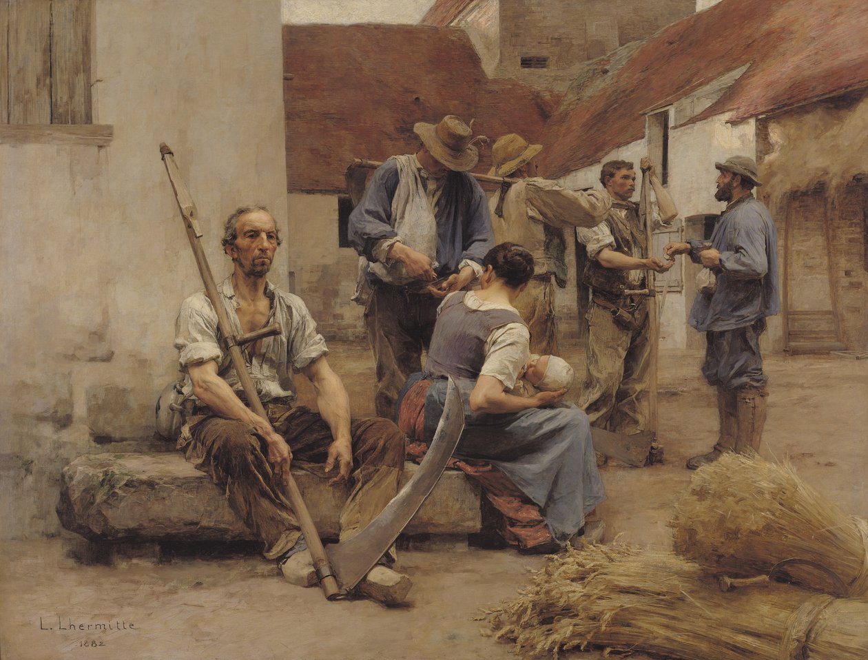 Płacenie kombajnom, 1882 autorstwa Leon Augustin Lhermitte