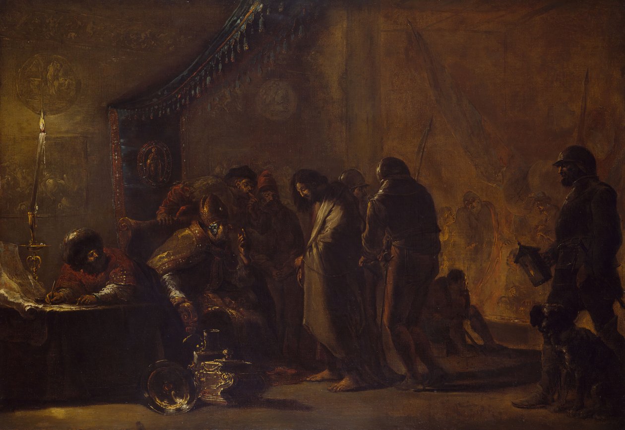 Chrystus przed Kajfaszem, 1640-1645. autorstwa Leonard Bramer