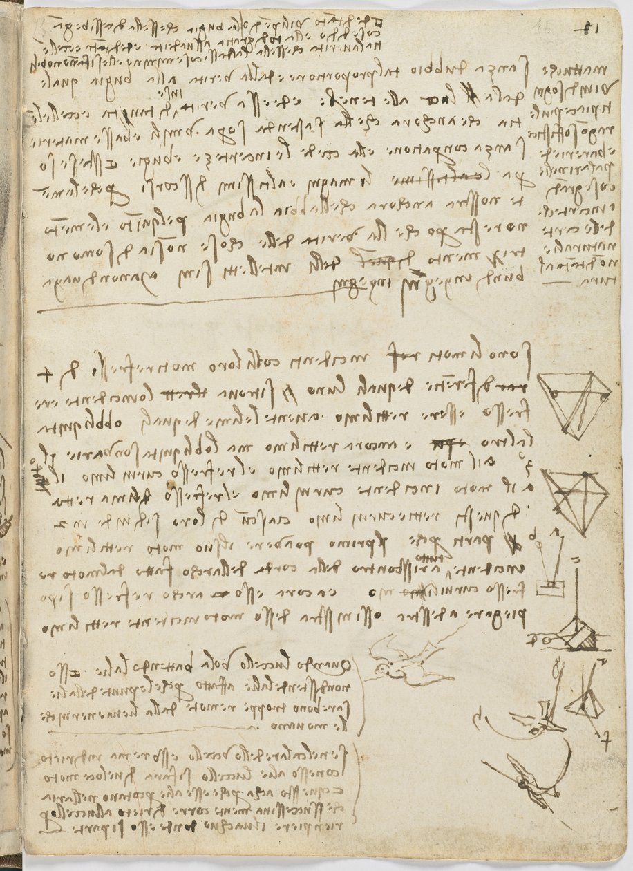 د الوتونکو الوتنې کوډ، ج. 1505-06، د کاغذ نسخه، cc. 18، پاڼه 11 rectopoli autorstwa Leonardo da Vinci