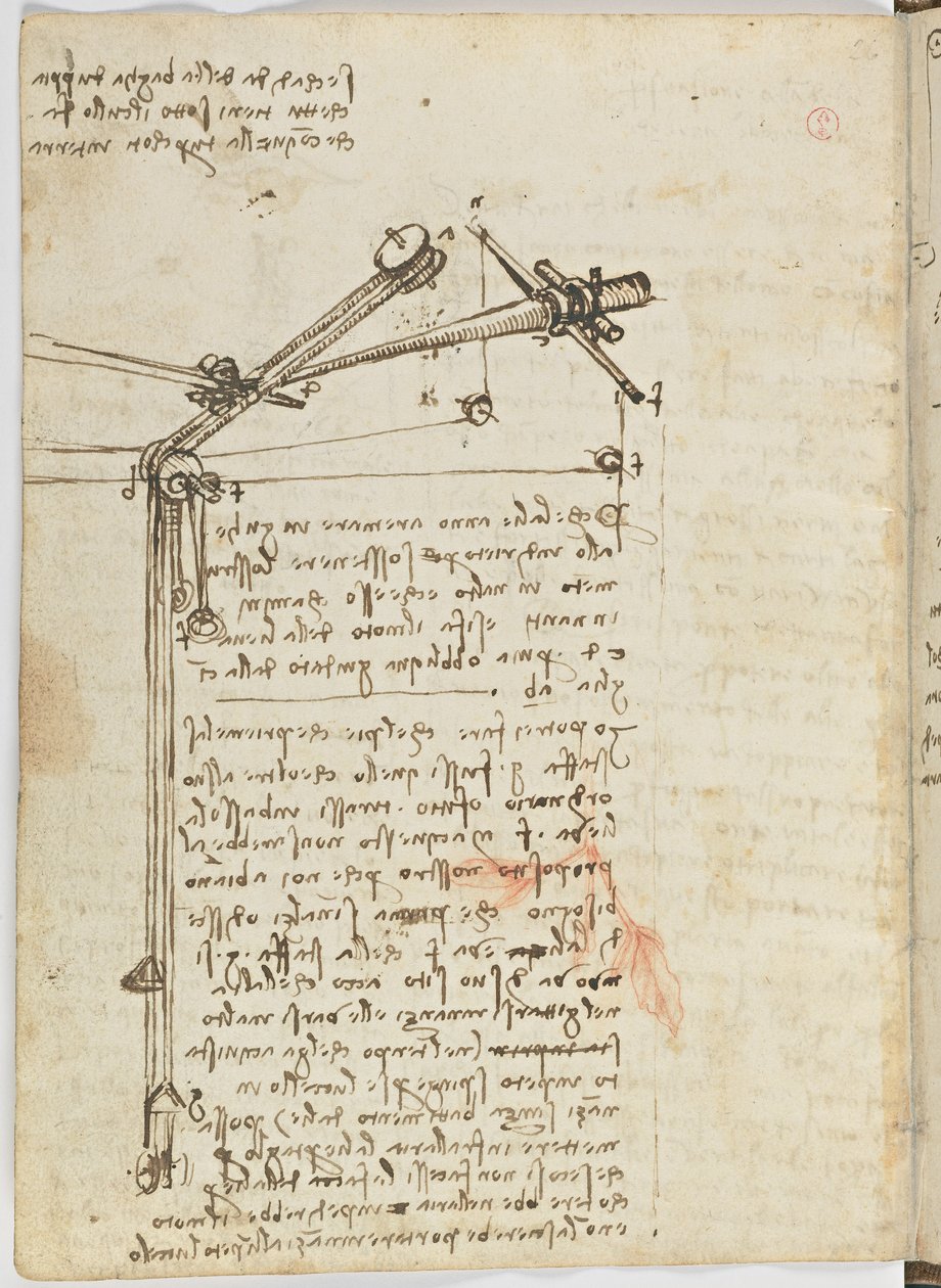 د الوتونکو الوتنې کوډ، ج. 1505-06، د کاغذ نسخه، cc. 18، پاڼه 16 versopoli autorstwa Leonardo da Vinci