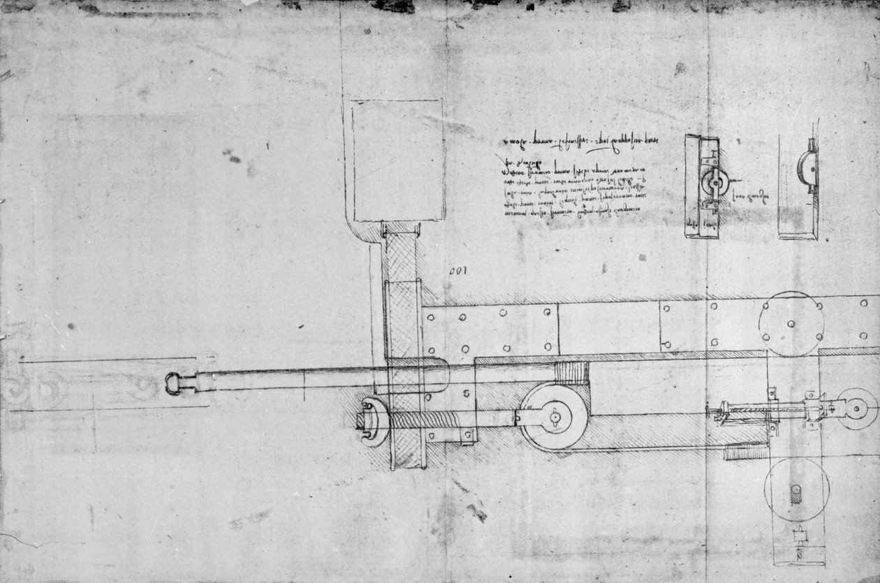 Schemat śruby mechanicznej (pióro i atrament na papierze) autorstwa Leonardo da Vinci