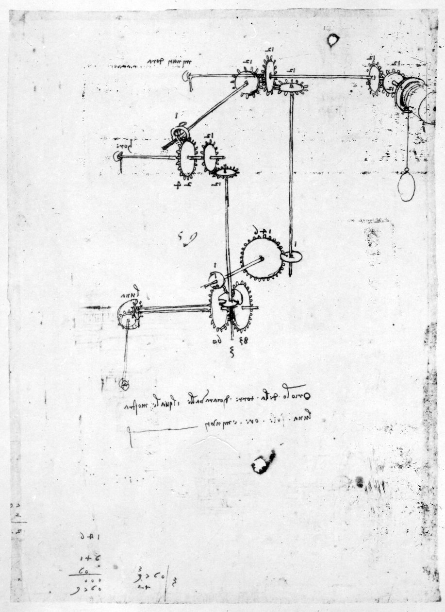 Projekty maszyn, fol. 399v-b (pióro i tusz na papierze) autorstwa Leonardo da Vinci