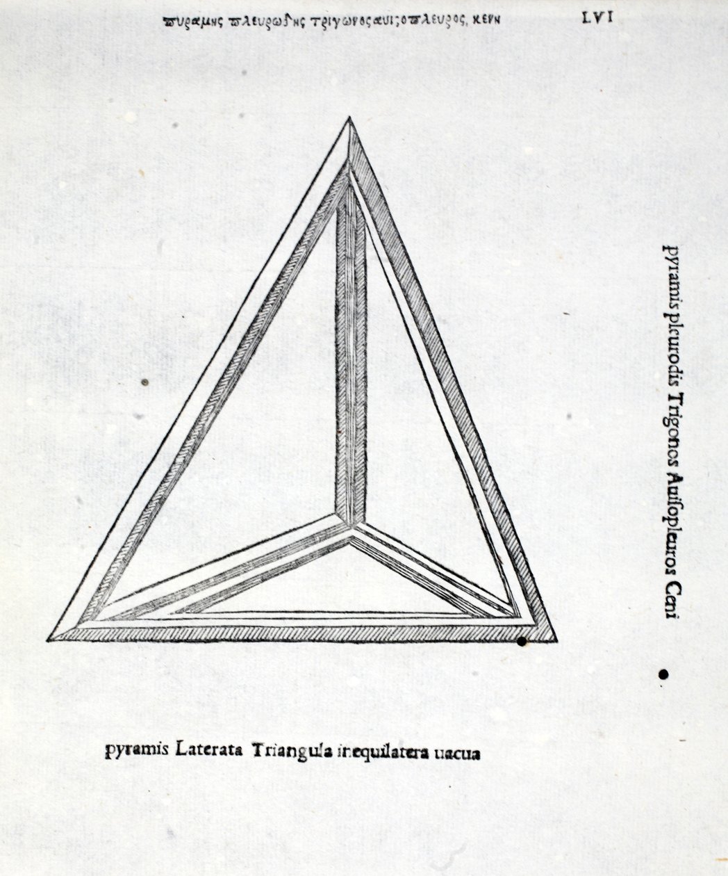 Pusta prostokątna piramida, ilustracja z „Boskiej proporcji” Luca Pacioli (ok. 1445-1517), pierwotnie wyd. Wenecja, 1509 autorstwa Leonardo da Vinci
