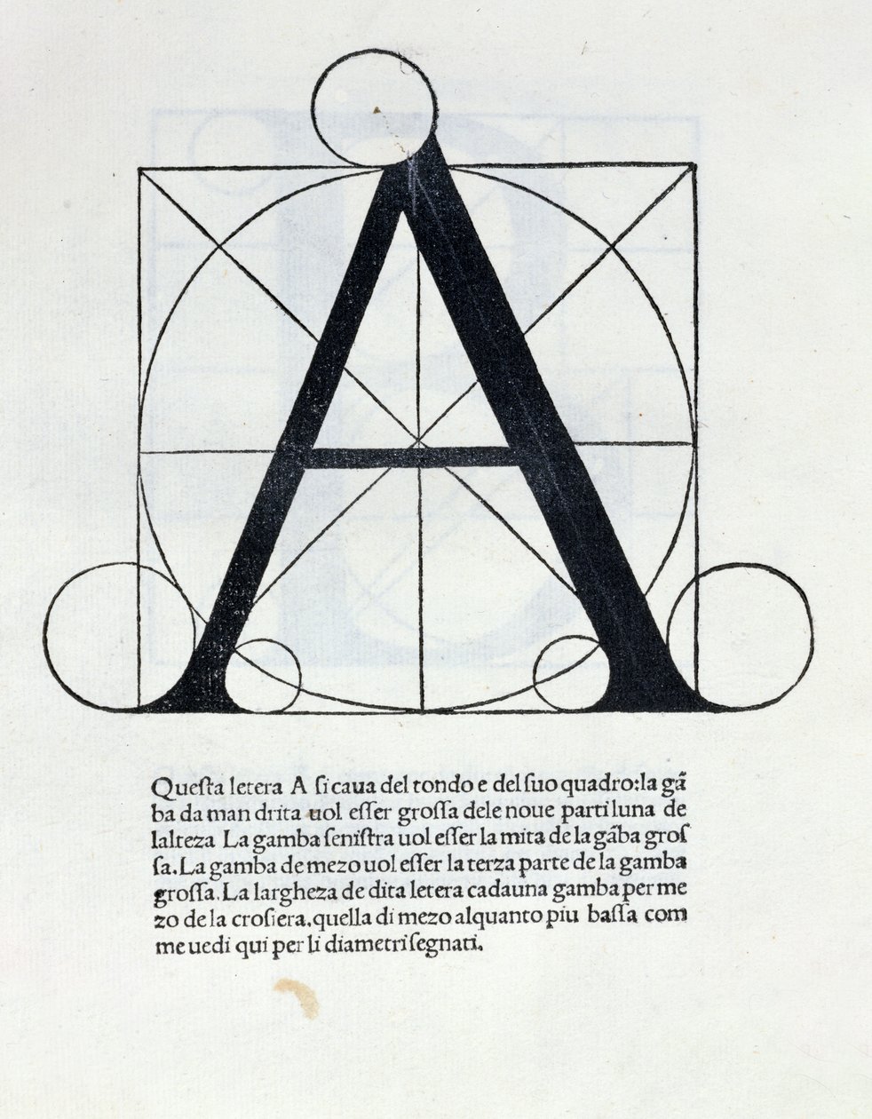 Res 4720 Litera „A”, ilustracja do „De Divina Proportione” Luca Pacioli (1445-1517), 1509 (litografia) autorstwa Leonardo da Vinci