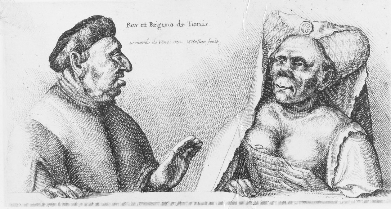 Rex i Regina z Tunisu (kreda na papierze) autorstwa Leonardo da Vinci