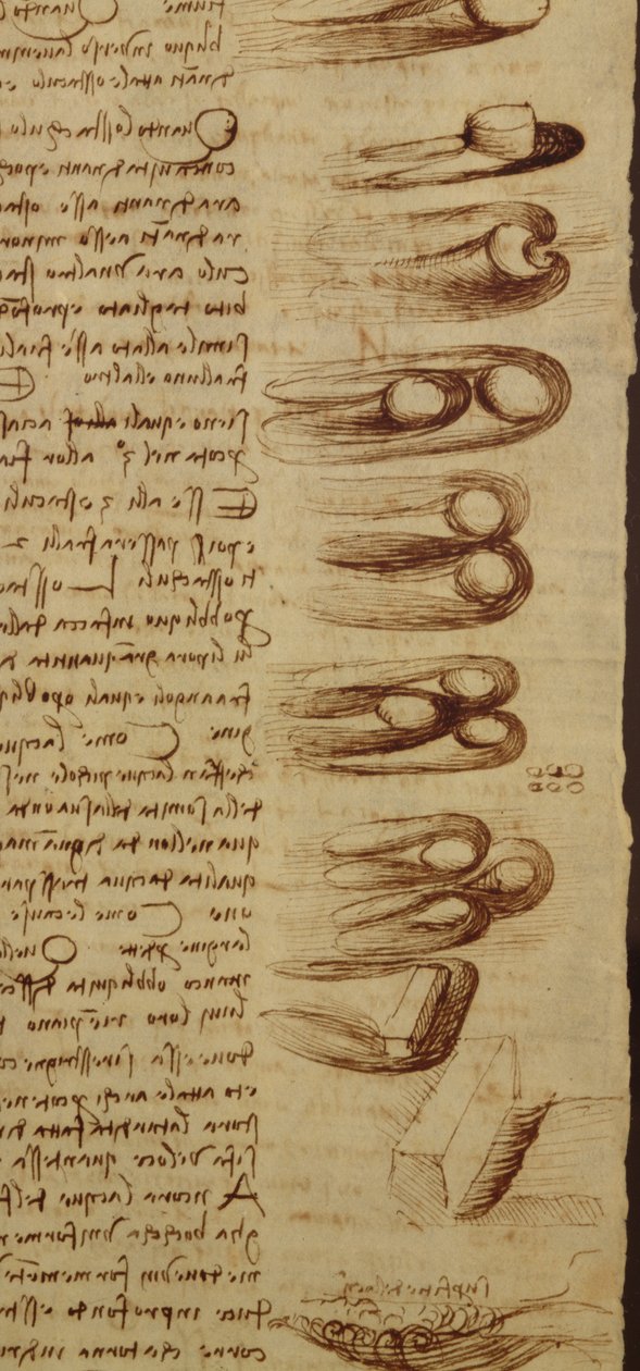 Diagramy naukowe, z Codex Leicester, 1508-12 atrament sepia na papierze lnianym, detal 240120 autorstwa Leonardo da Vinci